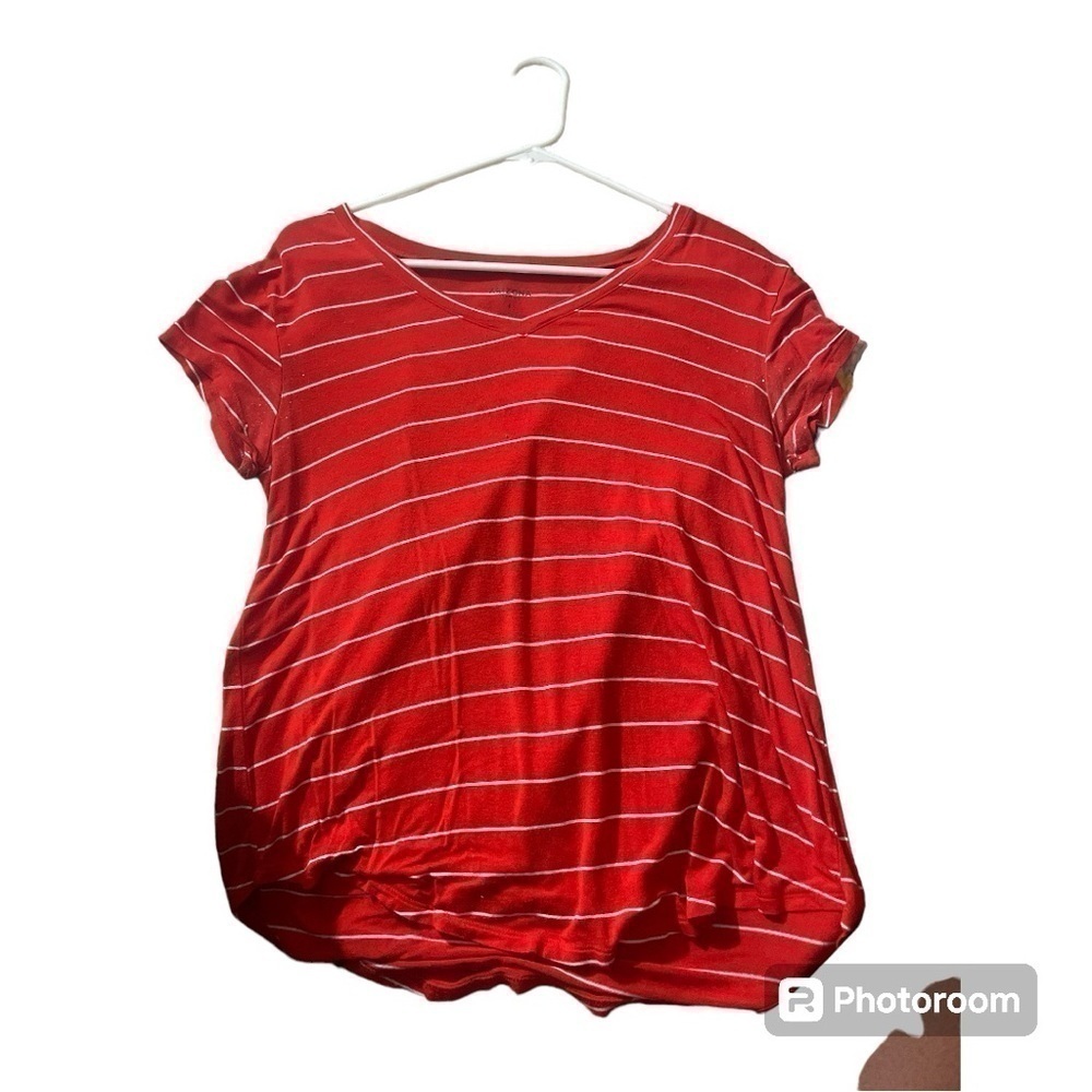 Arizona Jean Co red and white striped shirt